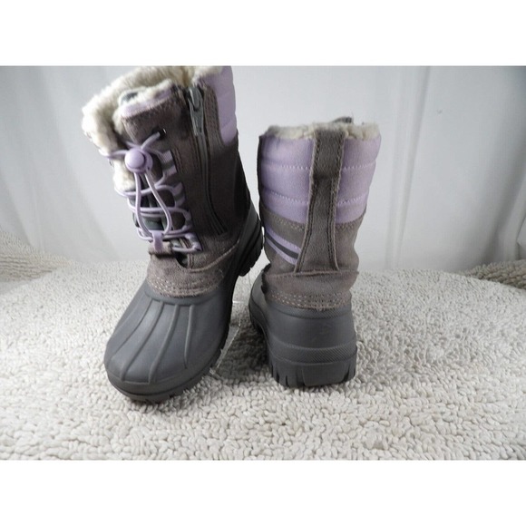 Lands' End Girls Purple Gray Zipper Round Toe Mid Calf Snow Boots Size US 11 - Picture 5 of 9